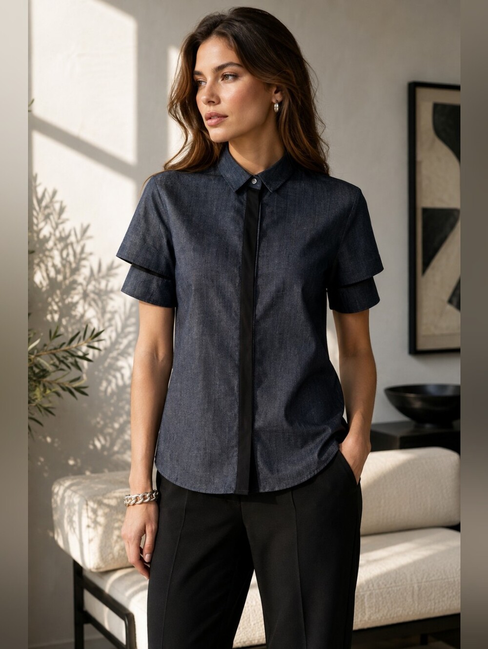 ALLSAINTS Trente Denim Button up shirt in a darknwash